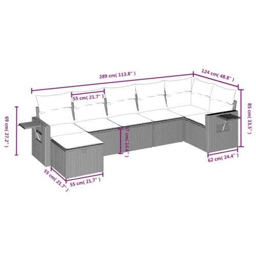 Vrtna garnitura - 7-dijelni set vrtnih sofa od poliratana s jastucima crni Cijena