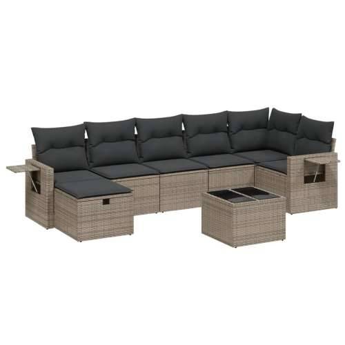 Vrtna garnitura - 8-dijelni set vrtnih sofa od poliratana s jastucima sivi - Siva bez spremišta 7 Cijena