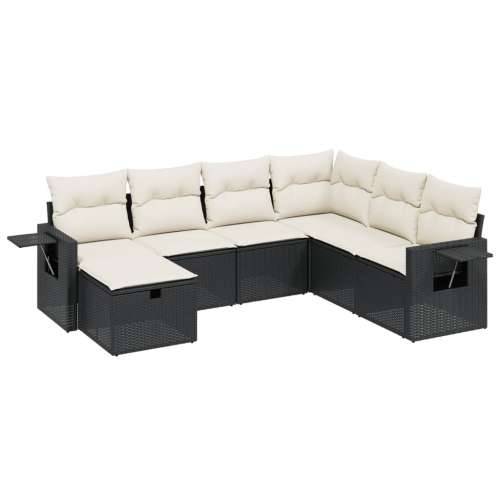Vrtna garnitura - 7-dijelni set vrtnih sofa od poliratana s jastucima crni - Crna i krem Bez stola 1 Cijena