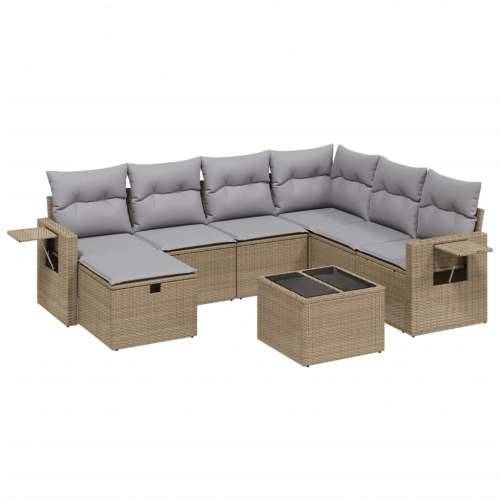 Vrtna garnitura - 8-dijelni set vrtnih sofa s jastucima bež od poliratana Cijena