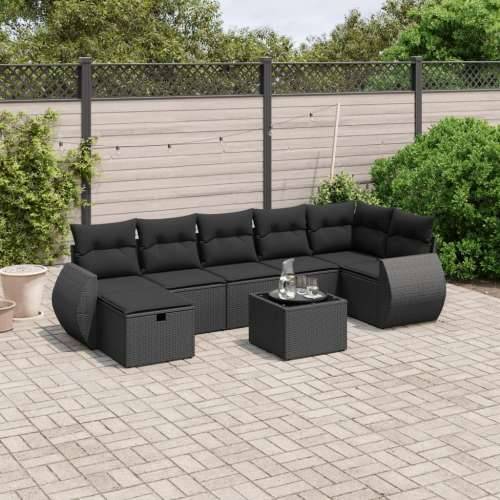 Vrtna garnitura - 8-dijelni set vrtnih sofa od poliratana s jastucima crni Cijena