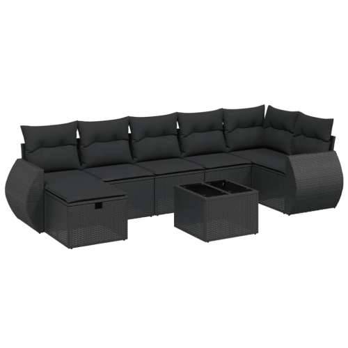 Vrtna garnitura - 8-dijelni set vrtnih sofa od poliratana s jastucima crni Cijena
