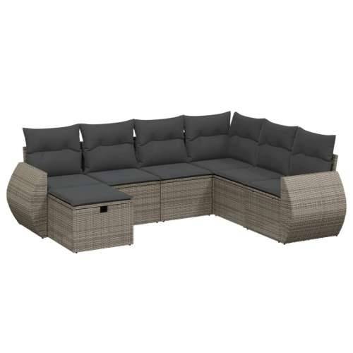 Vrtna garnitura - 7-dijelni set vrtnih sofa sivi od poliratana - Siva Bez stola 1 Cijena