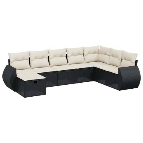 Vrtna garnitura - 8-dijelni set vrtnih sofa od poliratana s jastucima crni - Crna i krem bez spremišta 8 Cijena
