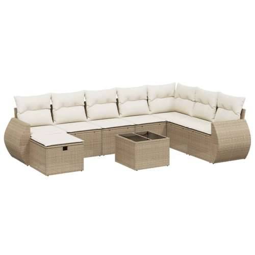 Vrtna garnitura - 9-dijelni set vrtnih sofa s jastucima bež od poliratana Cijena