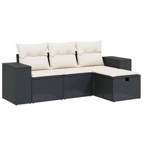 Vrtna garnitura - 4-dijelni set vrtnih sofa od poliratana s jastucima crni Cijena