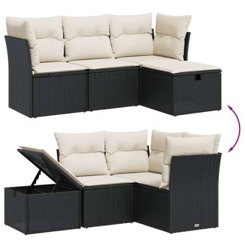 Vrtna garnitura - 4-dijelni set vrtnih sofa od poliratana s jastucima crni Cijena