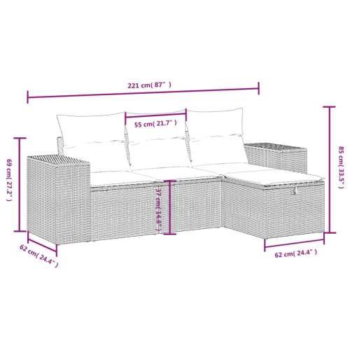 Vrtna garnitura - 4-dijelni set vrtnih sofa od poliratana s jastucima crni Cijena