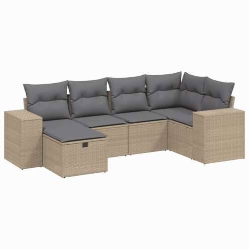 Vrtna garnitura - 5-dijelni set vrtnih sofa s jastucima bež od poliratana bež i siva bez spremišta 6 Cijena