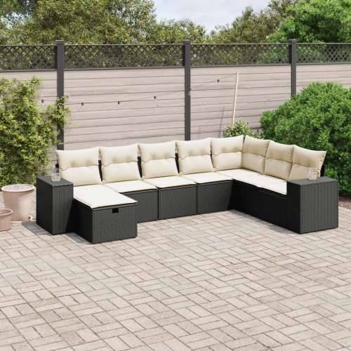 Vrtna garnitura - 8-dijelni set vrtnih sofa od poliratana s jastucima crni Cijena