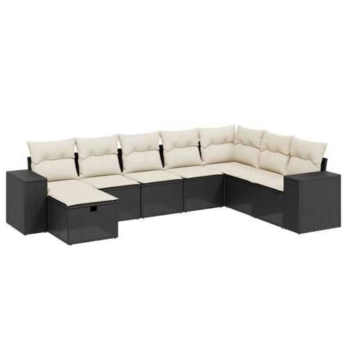 Vrtna garnitura - 8-dijelni set vrtnih sofa od poliratana s jastucima crni Cijena