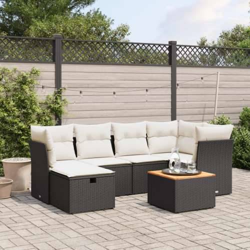 Vrtna garnitura - 4-dijelni set vrtnih sofa od poliratana s jastucima crni Crna i krem bez spremišta 1 Cijena