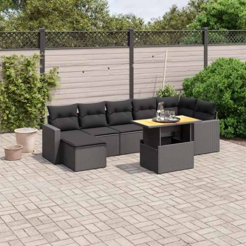 Vrtna garnitura - 9-dijelni set vrtnih sofa od poliratana s jastucima crni Crna 3x kutna + 3x srednja + tabure + stol 1 Cijena