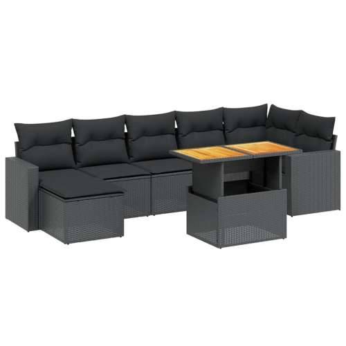 Vrtna garnitura - 9-dijelni set vrtnih sofa od poliratana s jastucima crni Crna 3x kutna + 3x srednja + tabure + stol 1 Cijena