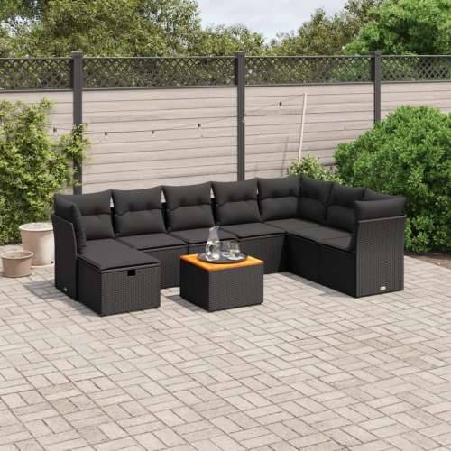 Vrtna garnitura - 3-dijelni set vrtnih sofa s jastucima crni od poliratana Crna bez spremišta 1 Cijena
