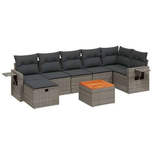 Vrtna garnitura - 8-dijelni set vrtnih sofa od poliratana s jastucima sivi - siva i tamnosiva 3x srednja + 3x kutna + tabure + s Cijena