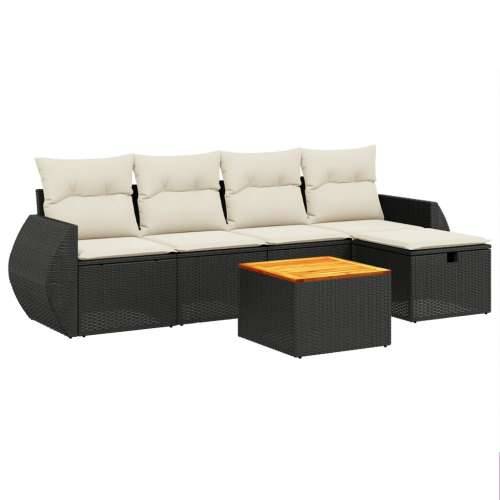 Vrtna garnitura - 5-dijelni set vrtnih sofa s jastucima crni od poliratana Crna i krem bez spremišta 1 Cijena