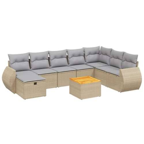 Vrtna garnitura - 9-dijelni set vrtnih sofa s jastucima bež od poliratana Cijena