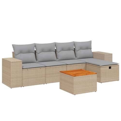 Vrtna garnitura - 5-dijelni set vrtnih sofa s jastucima bež od poliratana bež i siva bez spremišta 1 Cijena