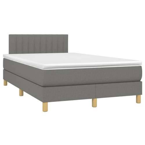 Krevet box spring s madracem LED tamnosivi 120 x 190 cm tkanina - Tamno siva 120 x 190 cm Okomite pruge Cijena