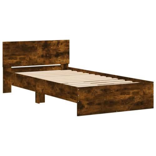 Okvir za krevet s uzglavljem i LED svjetlima boja hrasta - Dimljeni hrast 100 x 200 cm Cijena
