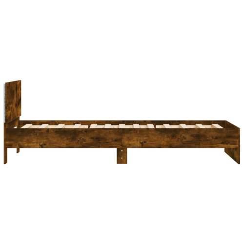 Okvir za krevet s uzglavljem i LED svjetlima boja hrasta - Dimljeni hrast 100 x 200 cm Cijena