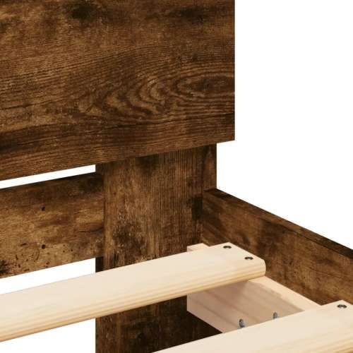 Okvir za krevet s uzglavljem i LED svjetlima boja hrasta - Dimljeni hrast 100 x 200 cm Cijena