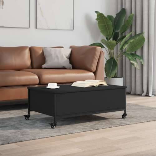 Stolić za kavu s kotačima crni 91x55x34 cm konstruirano drvo Crna 1 Cijena