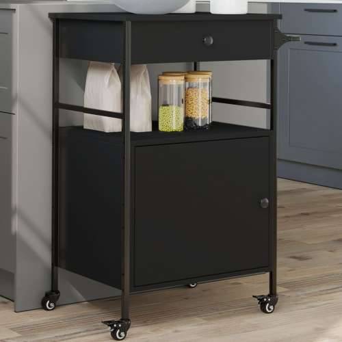 Kuhinjska kolica crna 56 x 43 x 89,5 cm od konstruiranog drva Crna Cijena