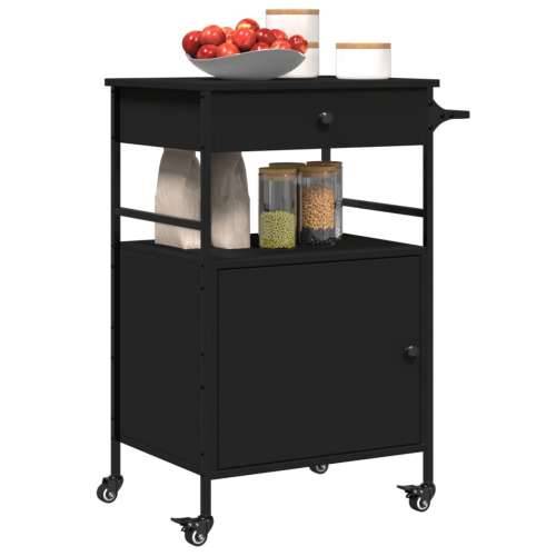 Kuhinjska kolica crna 56 x 43 x 89,5 cm od konstruiranog drva Crna Cijena