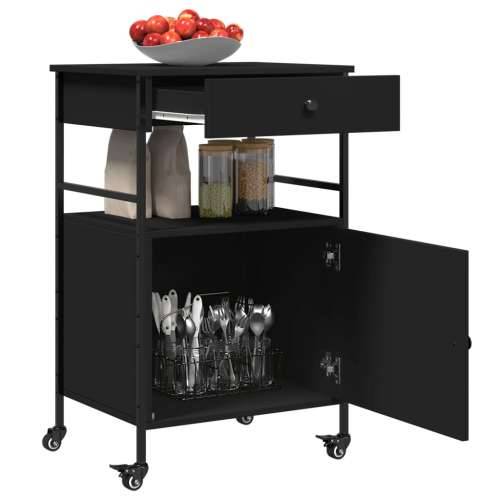 Kuhinjska kolica crna 56 x 43 x 89,5 cm od konstruiranog drva Crna Cijena