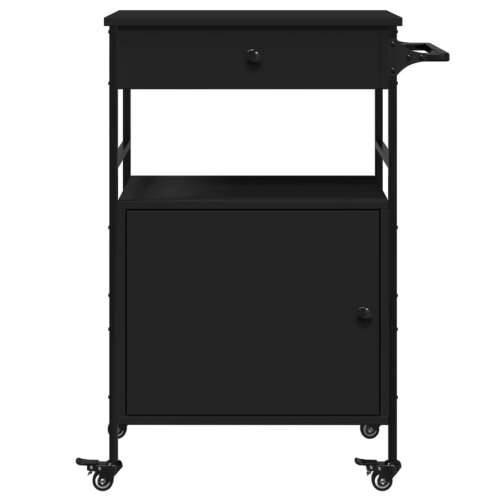Kuhinjska kolica crna 56 x 43 x 89,5 cm od konstruiranog drva Crna Cijena