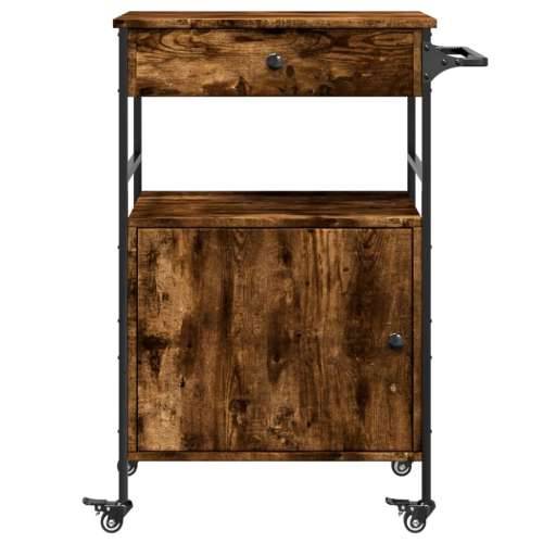 Kuhinjska kolica boja hrasta 56x43x89,5 cm konstruirano drvo - Dimljeni hrast Cijena