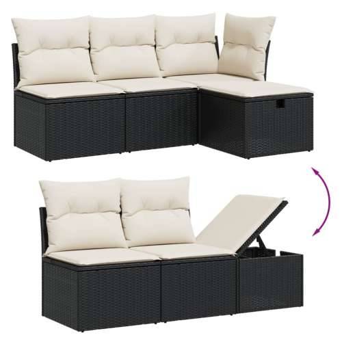 Vrtna garnitura - 5-dijelni set vrtnih sofa s jastucima crni od poliratana Crna i krem bez spremišta 6 Cijena