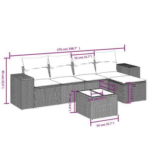 Vrtna garnitura - 5-dijelni set vrtnih sofa s jastucima crni od poliratana Crna i krem bez spremišta 6 Cijena