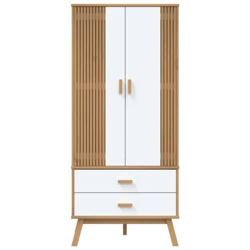 Ormar OLDEN bijelo-smeđi 76,5 x 53 x 172 cm od masivne borovine Bijela i smeđa 1 Cijena