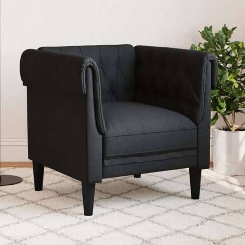 Fotelja Chesterfield crna od tkanine - Crna Sofa Cijena