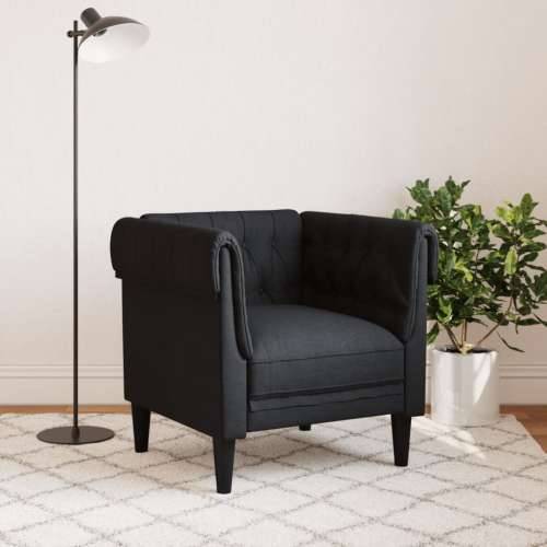 Fotelja Chesterfield crna od tkanine - Crna Sofa Cijena