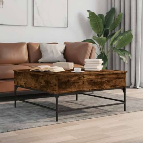 Stolić za kavu boja hrasta 95 x 95 x 45 cm od drva i metala Dimljeni hrast 1 Cijena