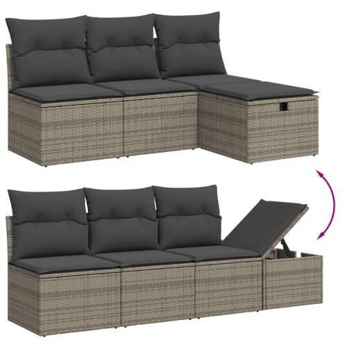 Vrtna garnitura - 9-dijelni set vrtnih sofa od poliratana s jastucima sivi siva i tamnosiva 3x kutna + 3x srednja + tabure + sto Cijena