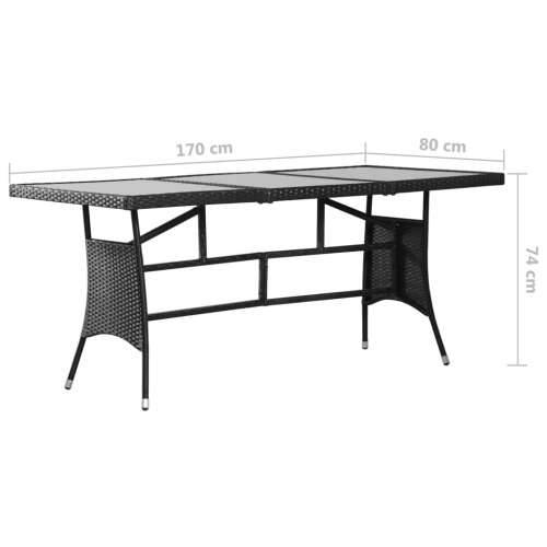 Vrtni stol crni 170 x 80 x 74 cm od poliratana - 1 stol Cijena