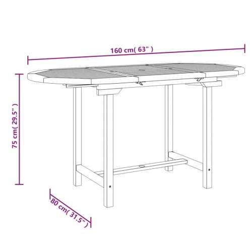 Vrtni stol na razvlačenje 110-160x80x75 cm od masivne tikovine - 160 x 80 x 75 cm 1 Ovalno Cijena