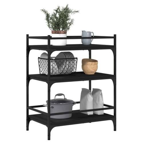 Kuhinjska kolica crna 65 x 40 x 86,5 cm od konstruiranog drva Cijena