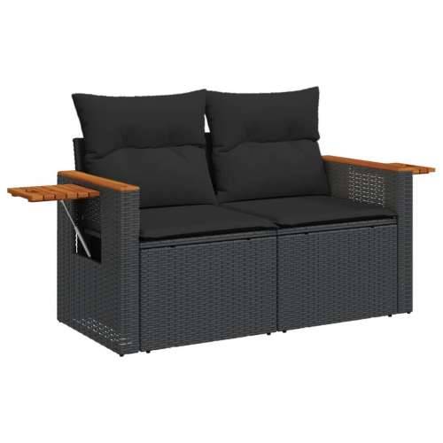 Vrtna garnitura - 7-dijelni set vrtnih sofa od poliratana s jastucima crni - Crna 1 Cijena