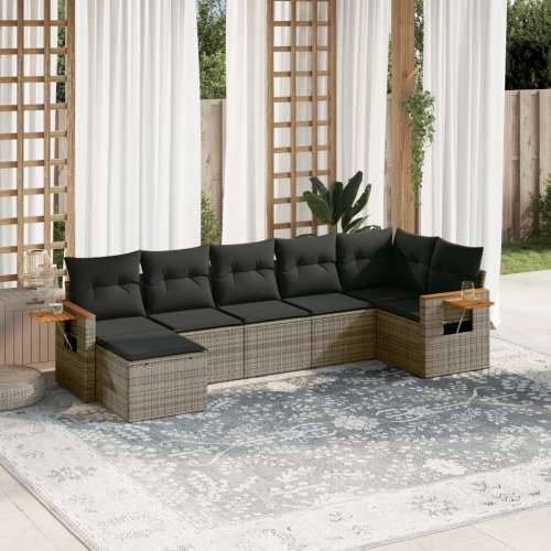 Vrtna garnitura - 7-dijelni set vrtnih sofa sivi od poliratana Cijena