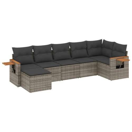 Vrtna garnitura - 7-dijelni set vrtnih sofa sivi od poliratana Cijena