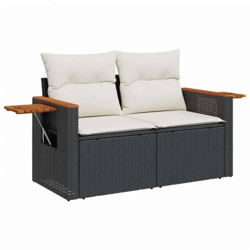 Vrtna garnitura - 6-dijelni set vrtnih sofa s jastucima crni od poliratana - Crna i krem 1 Cijena