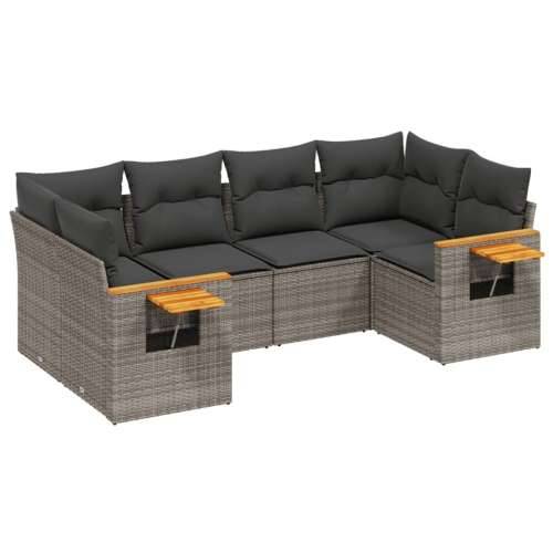 Vrtna garnitura - 6-dijelni set vrtnih sofa od poliratana s jastucima sivi - Siva 1 Cijena