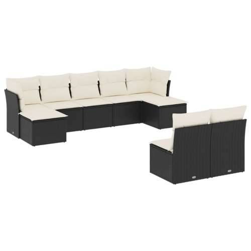 Vrtna garnitura - 9-dijelni set vrtnih sofa s jastucima crni od poliratana Cijena