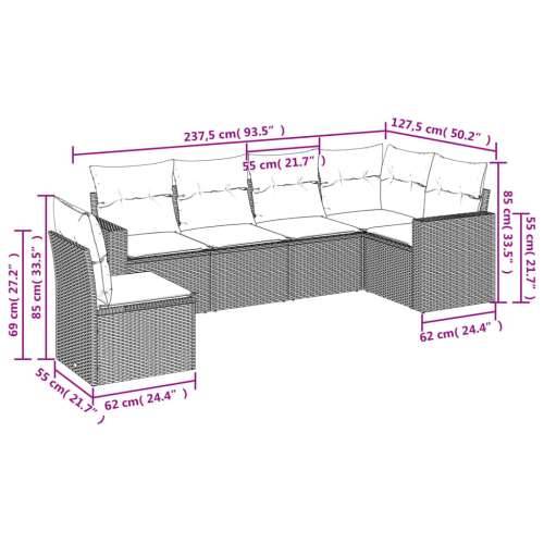 Vrtna garnitura - 6-dijelni set vrtnih sofa s jastucima crni od poliratana Cijena